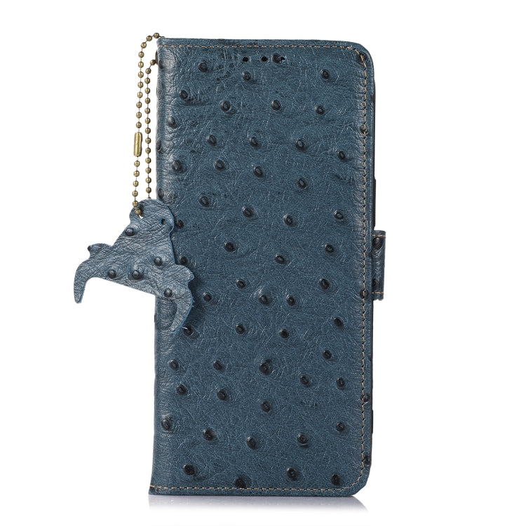 For Google Pixel 9 Ostrich Pattern Genuine Leather RFID Phone Case(Blue) - Google Cases by buy2fix | Online Shopping UK | buy2fix