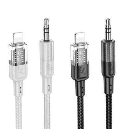 hoco UPA27 Crystal Clear 8 Pin to 3.5mm Audio Adapter Cable(Grey) - Video & Audio Cable by hoco | Online Shopping UK | buy2fix