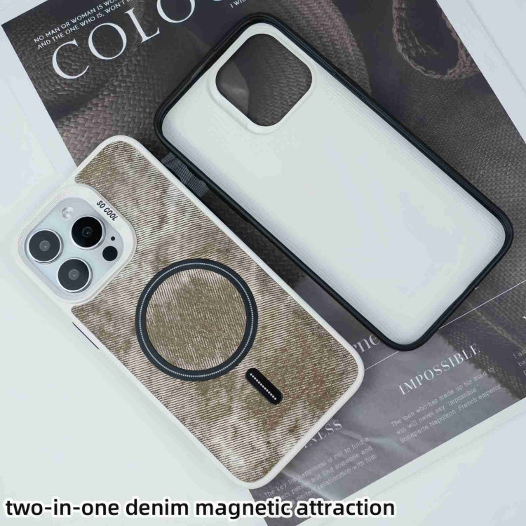 For iPhone 14 Plus Contrast Color Denim MagSafe Magnetic Phone Case(Grey Blue) - iPhone 14 Plus Cases by buy2fix | Online Shopping UK | buy2fix