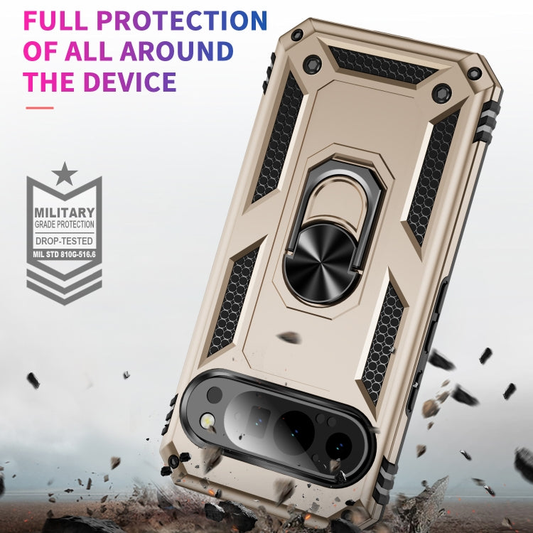 For Google Pixel 9 Shockproof TPU + PC Phone Case with Holder(Gold) - Google Cases by buy2fix | Online Shopping UK | buy2fix