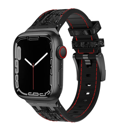 For Apple Watch Series 2 38mm Crocodile Texture Liquid Silicone Watch Band(Black Red Black) - Watch Bands by buy2fix | Online Shopping UK | buy2fix