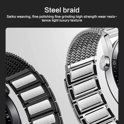 For Huawei Watch 4 / 4 Pro 22mm Magnetic Clasp Braided Chain Stainless Steel Watch Band(Titanium Gray) - Watch Bands by buy2fix | Online Shopping UK | buy2fix