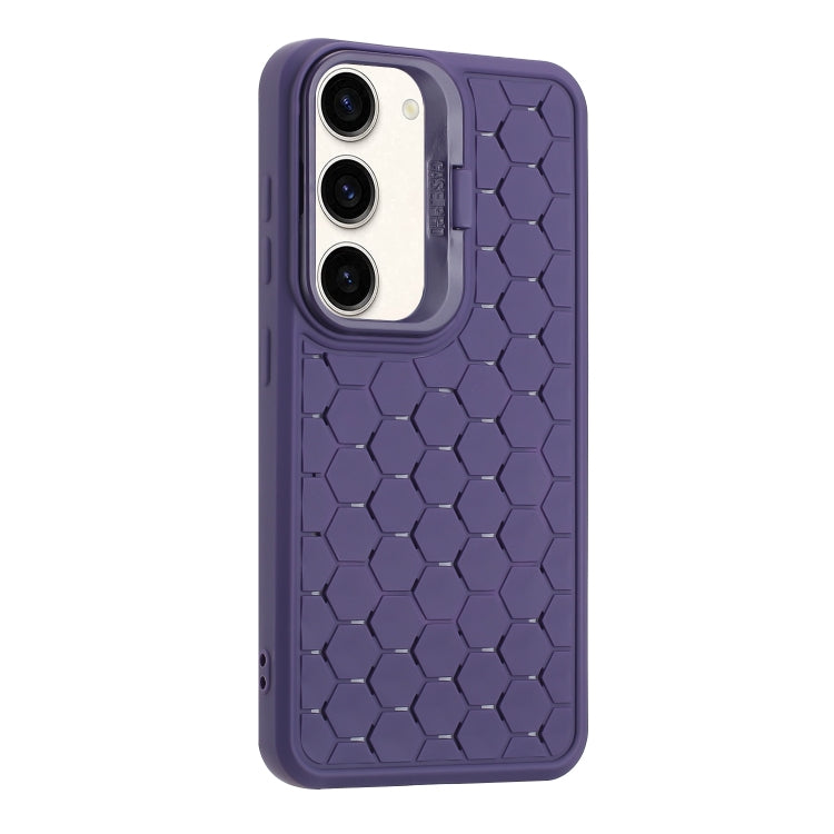 For Samsung Galaxy S23 5G Honeycomb Radiating Lens Holder TPU Phone Case(Purple) - Galaxy S23 5G Cases by buy2fix | Online Shopping UK | buy2fix