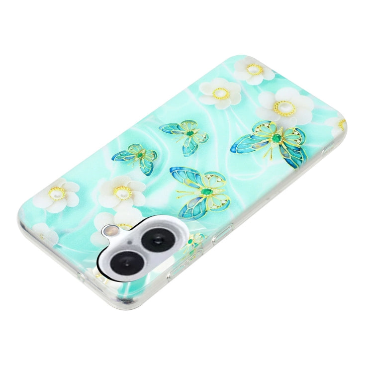 For iPhone 16 Colorful Painting Pattern TPU Phone Case(Butterflies) - iPhone 16 Cases by buy2fix | Online Shopping UK | buy2fix