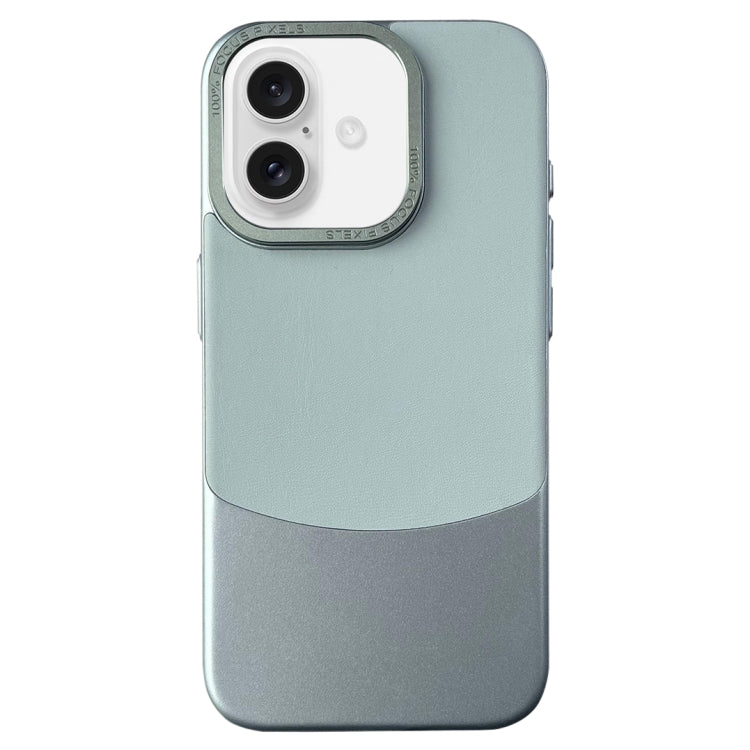 For iPhone 16 Napa Texture PC + Leather Phone Case(Cyan) - iPhone 16 Cases by buy2fix | Online Shopping UK | buy2fix