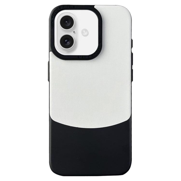 For iPhone 16 Napa Texture PC + Leather Phone Case(Panda Black) - iPhone 16 Cases by buy2fix | Online Shopping UK | buy2fix