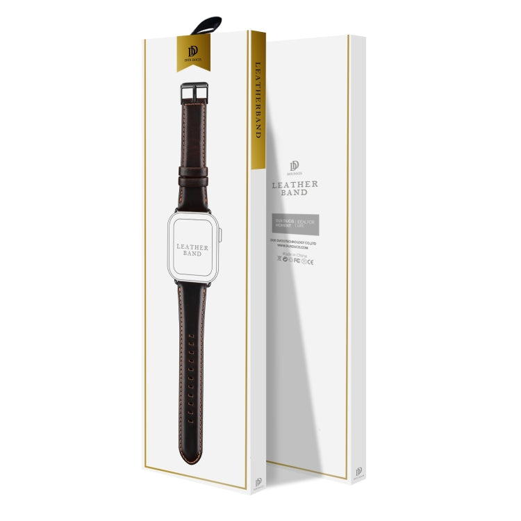 For Apple Watch Series 10 42mm DUX DUCIS Business Genuine Leather Watch Strap(Coffee) - Watch Bands by DUX DUCIS | Online Shopping UK | buy2fix