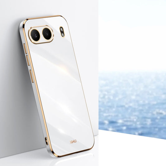 For OnePlus Nord 4 XINLI Straight 6D Plating Gold Edge TPU Phone Case(White) - OnePlus Cases by XINLI | Online Shopping UK | buy2fix