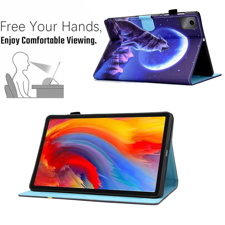 For Lenovo Tab M11 / Xiaoxin Pad 11 2024 Colored Drawing Sewing Pen Slot Leather Tablet Case(Night Wolf) - Lenovo by buy2fix | Online Shopping UK | buy2fix