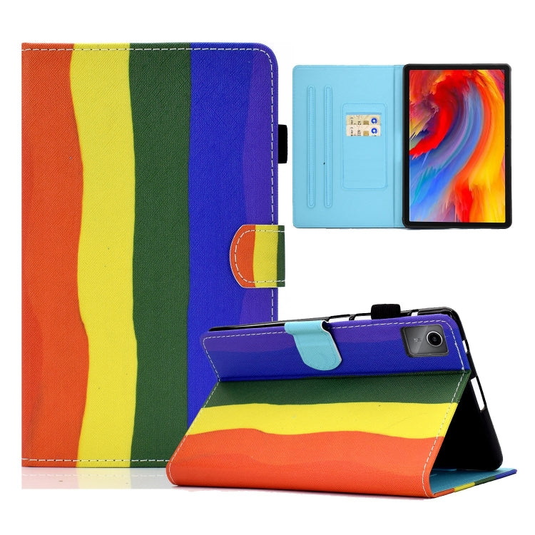 For Lenovo Tab M11 / Xiaoxin Pad 11 2024 Colored Drawing Sewing Pen Slot Leather Tablet Case(Rainbow) - Lenovo by buy2fix | Online Shopping UK | buy2fix