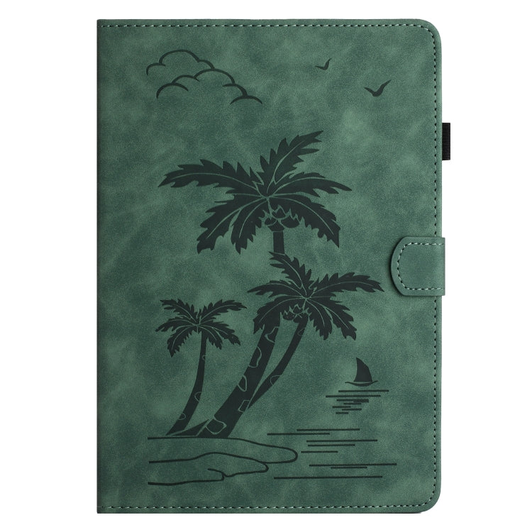 For Samsung Galaxy Tab S9 FE X510/X516B Coconut Tree Embossed Smart Leather Tablet Case(Green) - Galaxy Tab S9 FE by buy2fix | Online Shopping UK | buy2fix