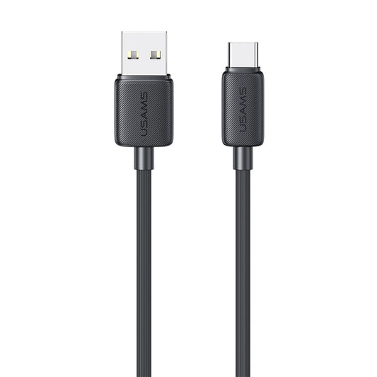 USAMS US-SJ693 USB to USB-C / Type-C 3A Striped Fast Charge Data Cable, Length:2m(Black) - USB-C & Type-C Cable by USAMS | Online Shopping UK | buy2fix