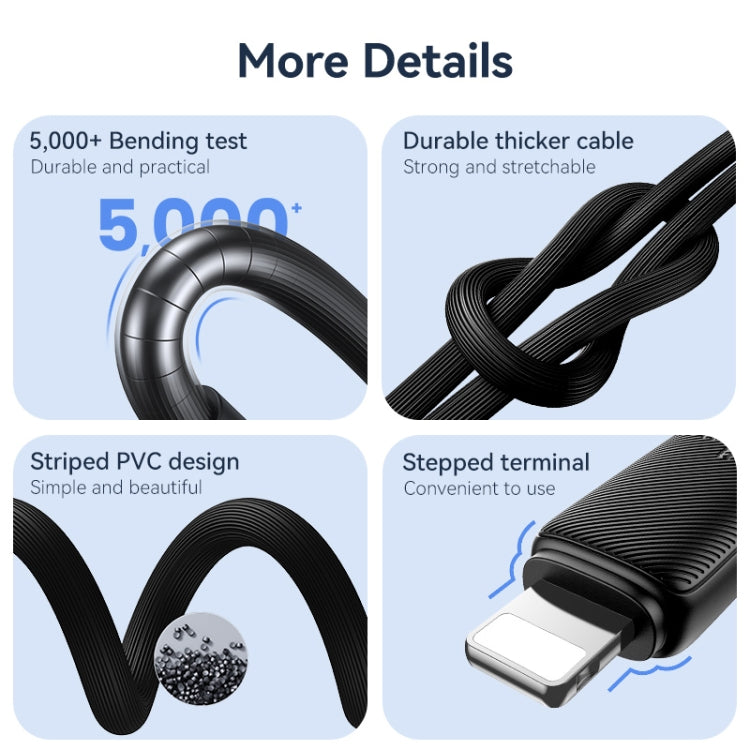 USAMS US-SJ702 USB-C / Type-C to 8 Pin 30W Striped Fast Charge Data Cable, Length:3m(Blue) - 2 in 1 Cable by USAMS | Online Shopping UK | buy2fix