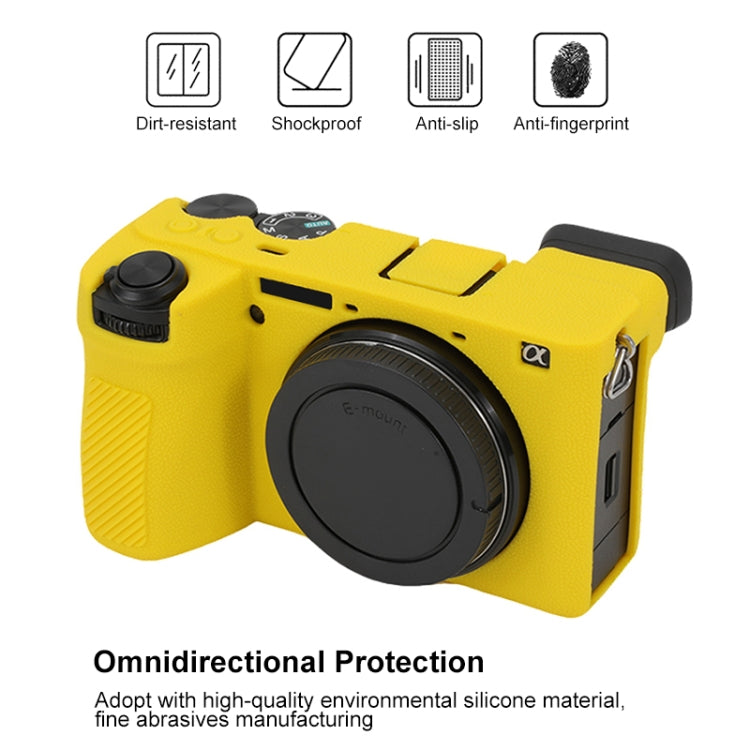 For Sony ILCE-6700 / A6700 Litchi Texture Soft Silicone Protective Case(Yellow) - Protective Case by buy2fix | Online Shopping UK | buy2fix