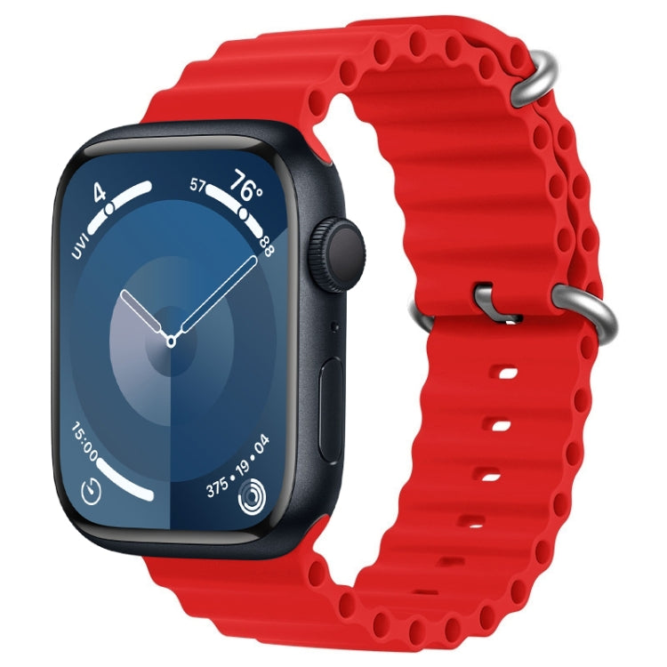 For Apple Watch Series 9 45mm ZGA Ocean Silicone Watch Band(Red) - Watch Bands by ZGA | Online Shopping UK | buy2fix