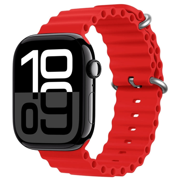 For Apple Watch Series 10 42mm ZGA Ocean Silicone Watch Band(Red) - Watch Bands by ZGA | Online Shopping UK | buy2fix