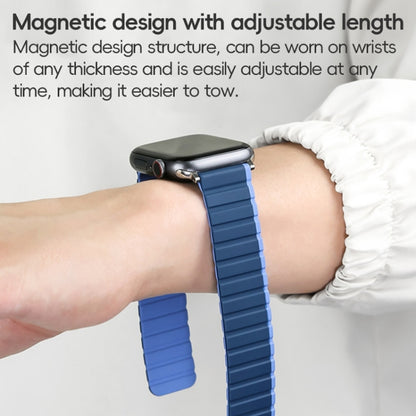 For Apple Watch Series 7 45mm ZGA Two Color Magnetic Silicone Watch Band(Dark Blue+Light Blue) - Watch Bands by ZGA | Online Shopping UK | buy2fix