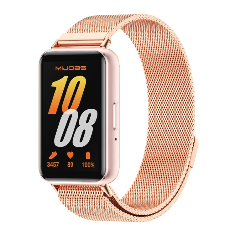 For Samsung Galaxy Fit 3 Mijobs Milan Magnetic Metal Watch Band(Rose Gold) - Watch Bands by MIJOBS | Online Shopping UK | buy2fix