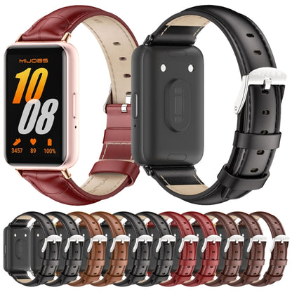 For Samsung Galaxy Fit 3 Mijobs Dual-sided Genuine Leather Watch Band(Bamboo Red Rose Gold) - Watch Bands by MIJOBS | Online Shopping UK | buy2fix