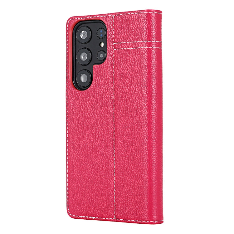 For Samsung Galaxy S24 Ultra 5G GEBEI Top-grain Horizontal Flip Leather Phone Case(Rose Red) - Galaxy S24 Ultra 5G Cases by GEBEI | Online Shopping UK | buy2fix