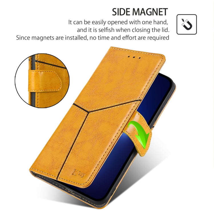 For Motorola Edge 5G 2024 Geometric Stitching Leather Phone Case(Yellow) - Motorola Cases by buy2fix | Online Shopping UK | buy2fix