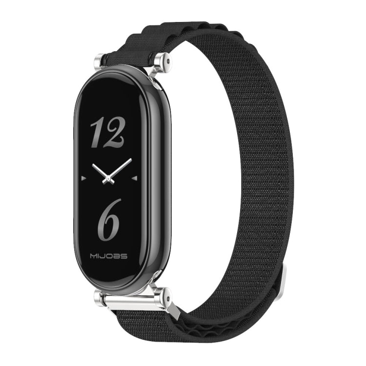 For Xiaomi Mi Band 8 / 9 / 9 NFC Mijobs GT4 Nylon Breathable Watch Band(Black Silver) - Watch Bands by MIJOBS | Online Shopping UK | buy2fix