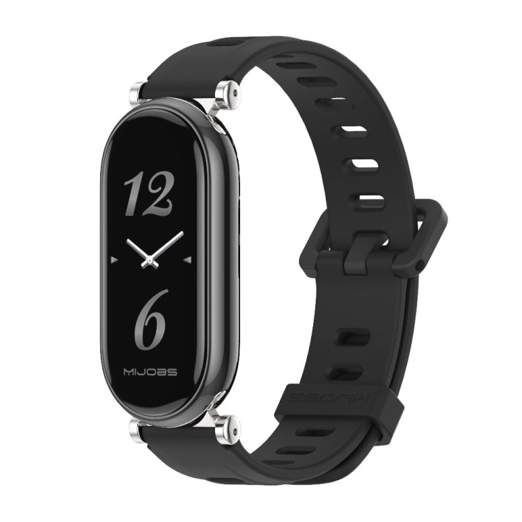 For Xiaomi Mi Band 8 / 9 / 9 NFC Mijobs GT4 Flat Hole Silicone Watch Band(Black Silver) - Watch Bands by MIJOBS | Online Shopping UK | buy2fix