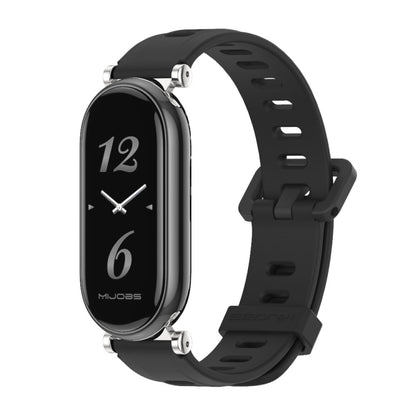 For Xiaomi Mi Band 8 / 9 / 9 NFC Mijobs GT4 Flat Hole Silicone Watch Band(Black Silver) - Watch Bands by MIJOBS | Online Shopping UK | buy2fix