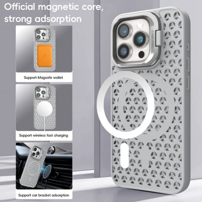 For iPhone 12 Hollow Cooling Lens Holder MagSafe Magnetic TPU Phone Case(Blue) - iPhone 12 / 12 Pro Cases by buy2fix | Online Shopping UK | buy2fix