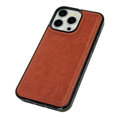 For iPhone 16 Pro Cowhide Texture Back Cover Phone Case(Brown) - iPhone 16 Pro Cases by buy2fix | Online Shopping UK | buy2fix