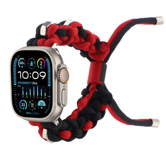 For Apple Watch Ultra 49mm Screw Nut Dual-Color Braided Paracord Watch Band(Black Red) - Watch Bands by buy2fix | Online Shopping UK | buy2fix