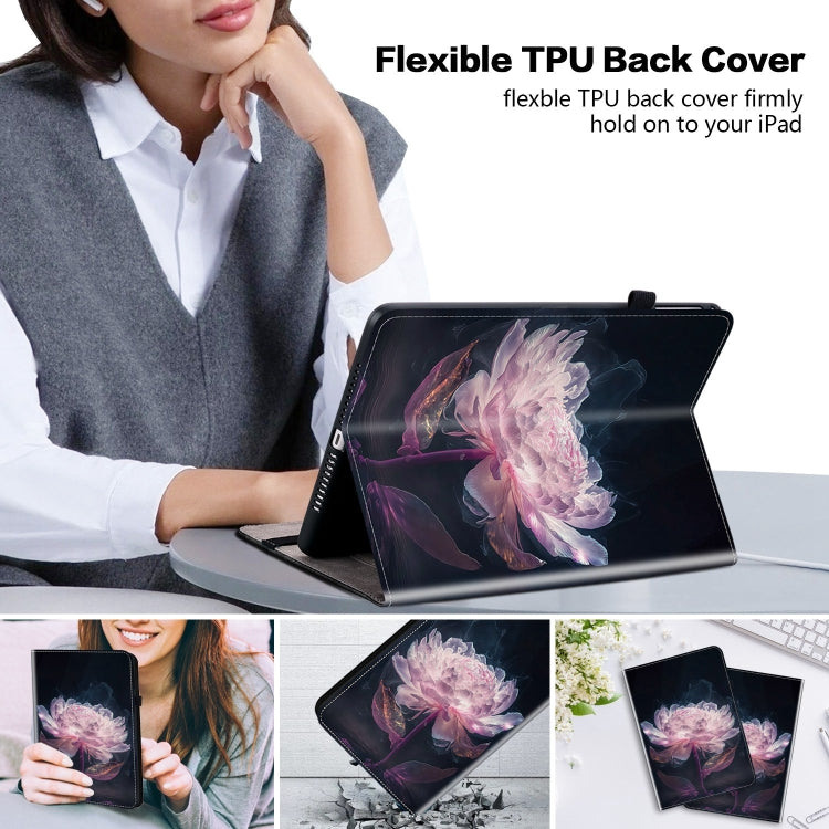 For iPad Air 11 2024 Crystal Texture Painted Leather Smart Tablet Case(Purple Peony) - iPad Air 11 2024 Cases by buy2fix | Online Shopping UK | buy2fix