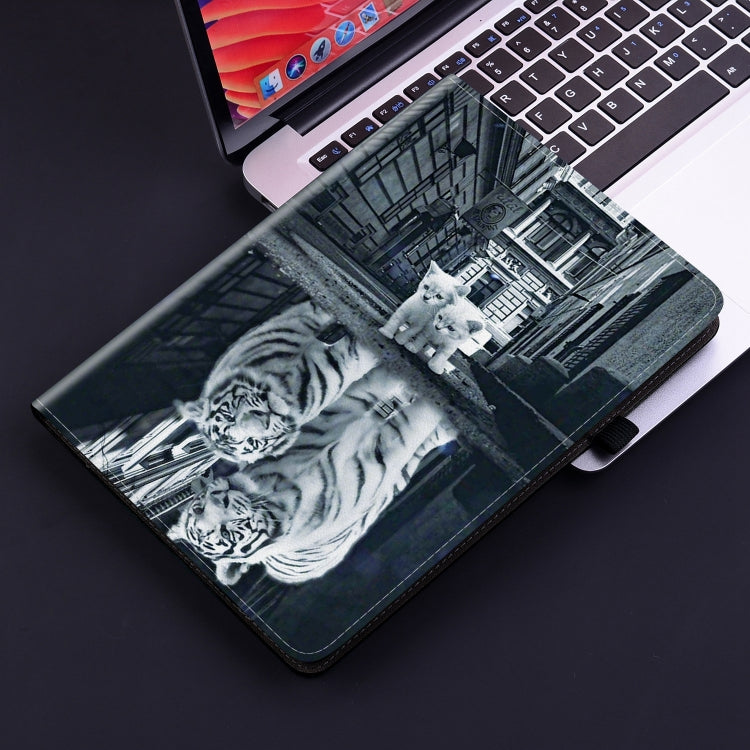 For Samsung Galaxy Tab S9 / S9 FE Crystal Texture Painted Leather Tablet Case(Cat Reflection Tiger) - Galaxy Tab S9 Cases by buy2fix | Online Shopping UK | buy2fix