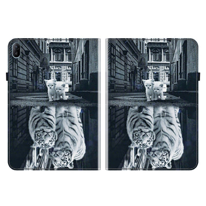 For Huawei MatePad SE 11 2024 Crystal Texture Painted Leather Smart Tablet Case(Cat Reflection Tiger) - Huawei by buy2fix | Online Shopping UK | buy2fix