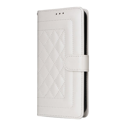 For iPhone 16 Plus Diamond Lattice Leather Flip Phone Case(White) - iPhone 16 Plus Cases by buy2fix | Online Shopping UK | buy2fix