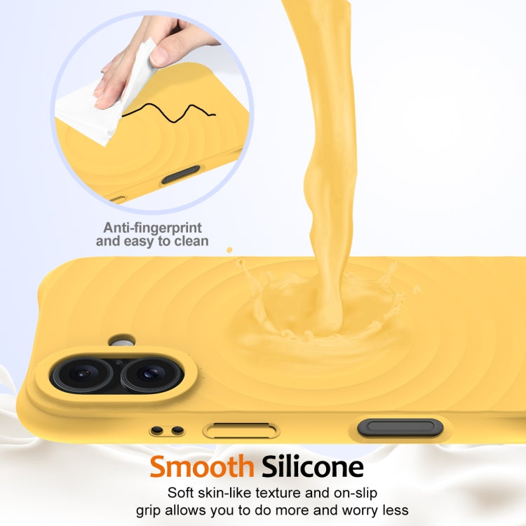 For iPhone 16 Plus Wave Texture MagSafe Magnetic Liquid Silicone Phone Case(Yellow) - iPhone 16 Plus Cases by buy2fix | Online Shopping UK | buy2fix