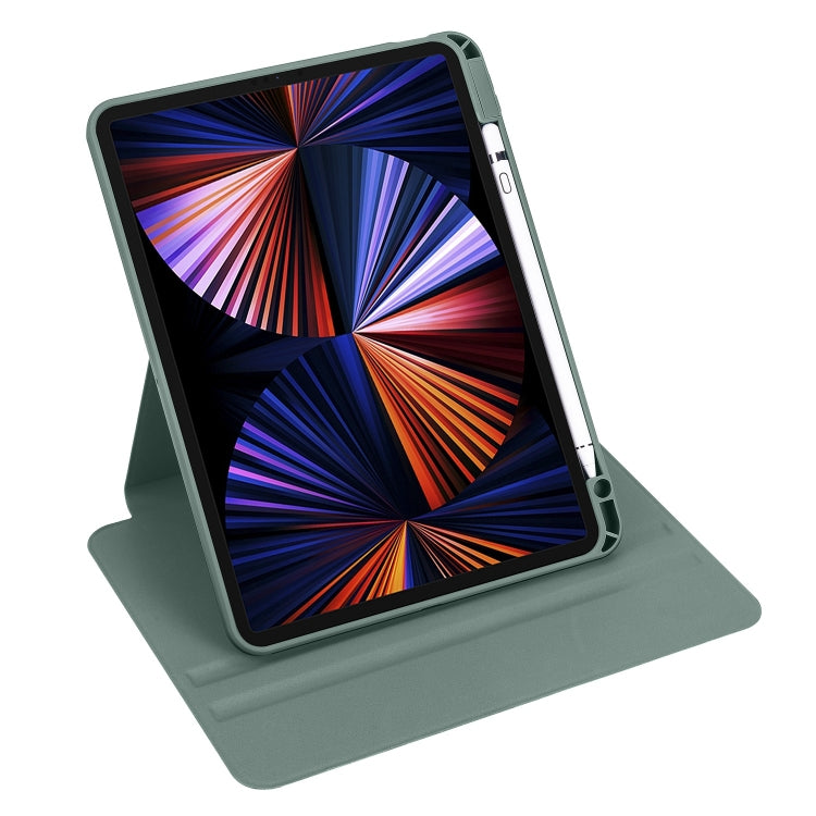 For iPad Pro 13 2024 Acrylic 360 Degree Rotation Holder Leather Tablet Case(Pine Green) - iPad Pro 13 2024 Cases by buy2fix | Online Shopping UK | buy2fix