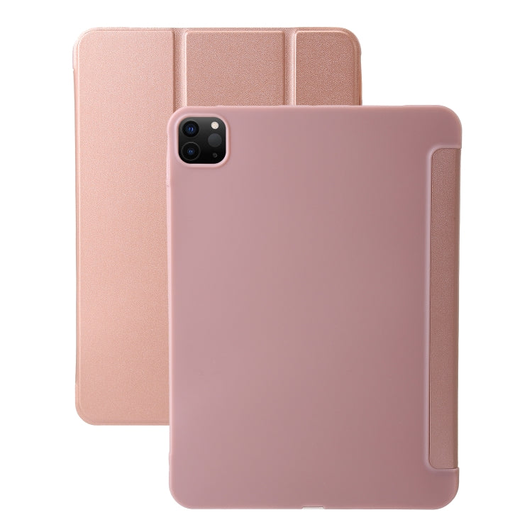 For iPad Pro 13 2024 Three-fold Holder Flip Tablet Leather Case(Rose Gold) - iPad Pro 13 2024 Cases by buy2fix | Online Shopping UK | buy2fix