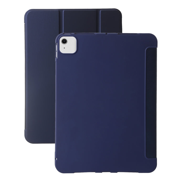 For iPad Air 11 2024 Three-fold Holder Flip Tablet Leather Case(Dark Blue) - iPad Air 11 2024 Cases by buy2fix | Online Shopping UK | buy2fix