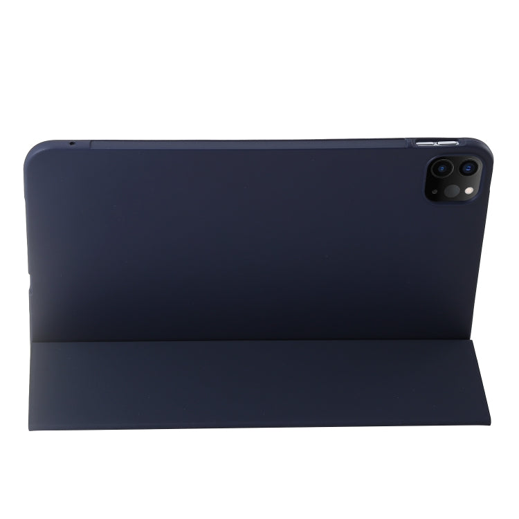 For iPad Pro 11 2024 Three-fold Holder Flip Tablet Leather Case(Dark Blue) - iPad Pro 11 2024 Cases by buy2fix | Online Shopping UK | buy2fix