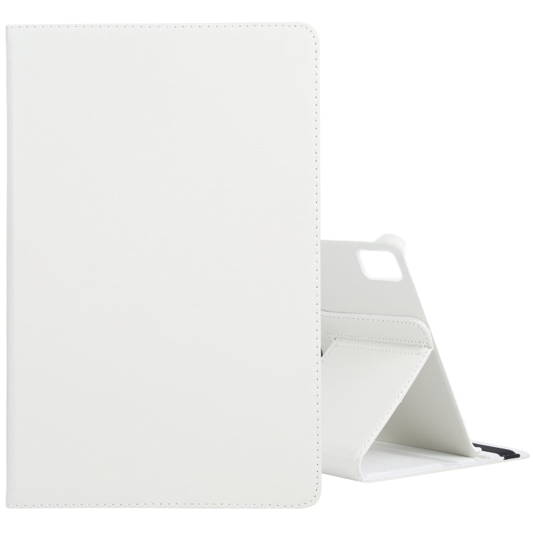 For iPad Pro 13 2024 360 Degree Rotation Litchi Texture Leather Tablet Case with Holder(White) - iPad Pro 13 2024 Cases by buy2fix | Online Shopping UK | buy2fix