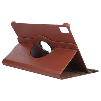 For iPad Pro 11 2024 360 Degree Rotation Litchi Texture Leather Tablet Case with Holder(Brown) - iPad Pro 11 2024 Cases by buy2fix | Online Shopping UK | buy2fix