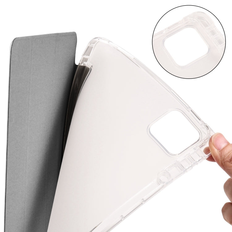 For iPad Pro 11 2024 3-fold Clear TPU Smart Leather Tablet Case with Pen Slot(Space Gray) - iPad Pro 11 2024 Cases by buy2fix | Online Shopping UK | buy2fix