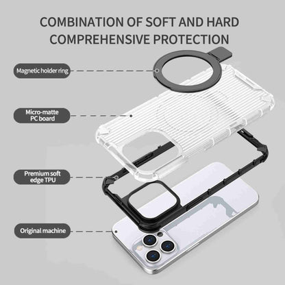 For iPhone 16 Pro Max Grating Holder Shockproof Phone Case(Transparent Black) - iPhone 16 Pro Max Cases by buy2fix | Online Shopping UK | buy2fix