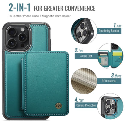 For iPhone 15 Pro Max JEEHOOD J05 Business Magnetic Style RFID Leather Phone Case(Blue Green) - iPhone 15 Pro Max Cases by JEEHOOD | Online Shopping UK | buy2fix