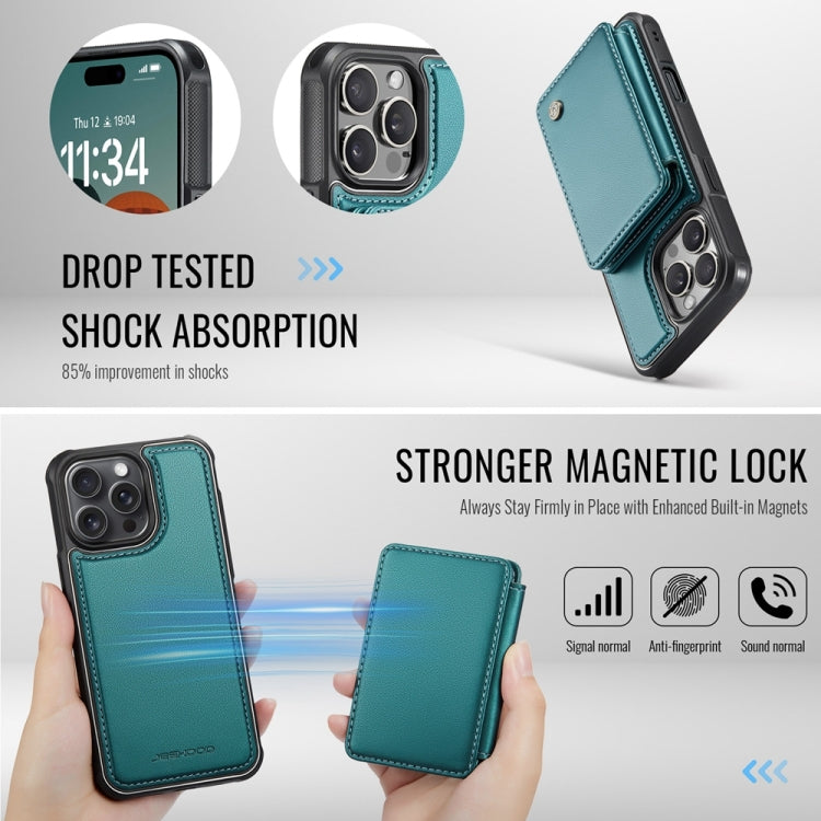 For iPhone 16 Pro JEEHOOD J05 Business Magnetic Style RFID Leather Phone Case(Blue Green) - iPhone 16 Pro Cases by JEEHOOD | Online Shopping UK | buy2fix