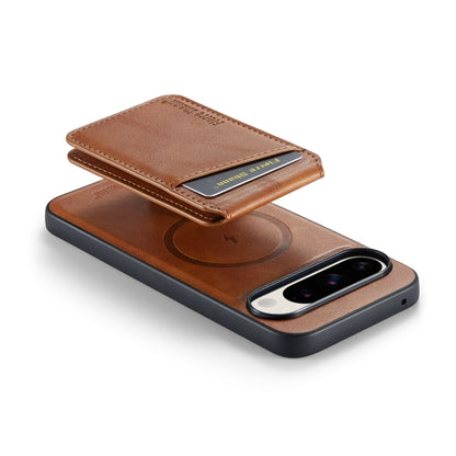 For Google Pixel 9 Pro Fierre Shann Oil Wax Cow Leather Magnetic Card Holder Phone Case(Brown) - Google Cases by FIERRE SHANN | Online Shopping UK | buy2fix