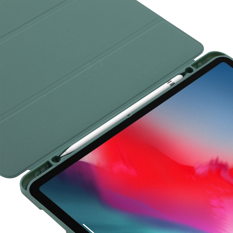 For iPad Air 13 2024 Skin Feel Tri-fold Leather Tablet Case with Pen Slot(Dark Green) - iPad Air 13 2024 Cases by buy2fix | Online Shopping UK | buy2fix