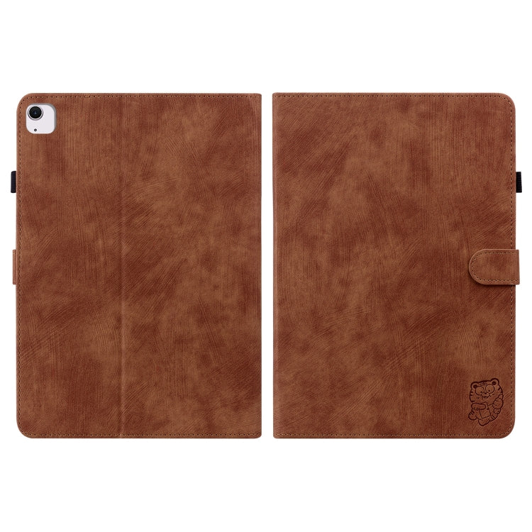 For iPad Air 13 2024 Embossed Tiger Pattern Leather Tablet Case(Brown) - iPad Air 13 2024 Cases by buy2fix | Online Shopping UK | buy2fix