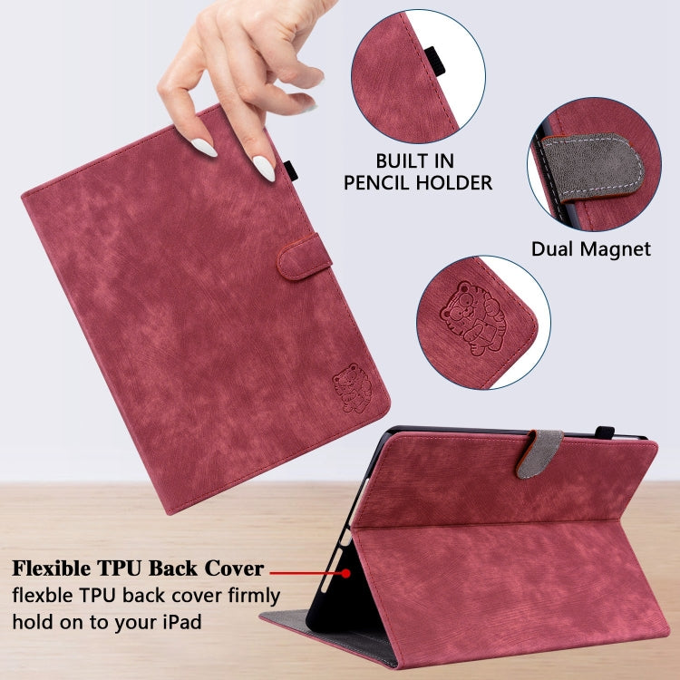 For iPad Air 11 2024 Embossed Tiger Pattern Leather Tablet Case(Red) - iPad Air 11 2024 Cases by buy2fix | Online Shopping UK | buy2fix